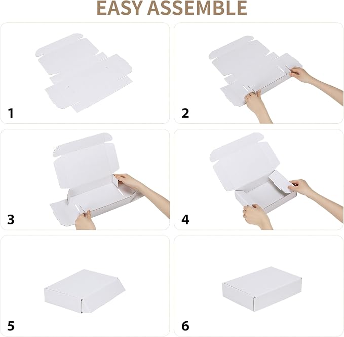 RLAVBL 4x4x2 Inches Shipping Boxes Set of 25, White Small Corrugated Cardboard Box, Mailer Boxes for Packing Small Business