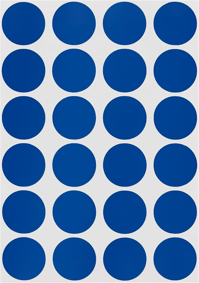 Dark Blue Dot Stickers, 3/4 Inch, 1008/Pack | Semi-Gloss Paper Circle Labels On Sheets for Offices, Classrooms, Warehouses, Food Service, and Medical Use. Made in USA