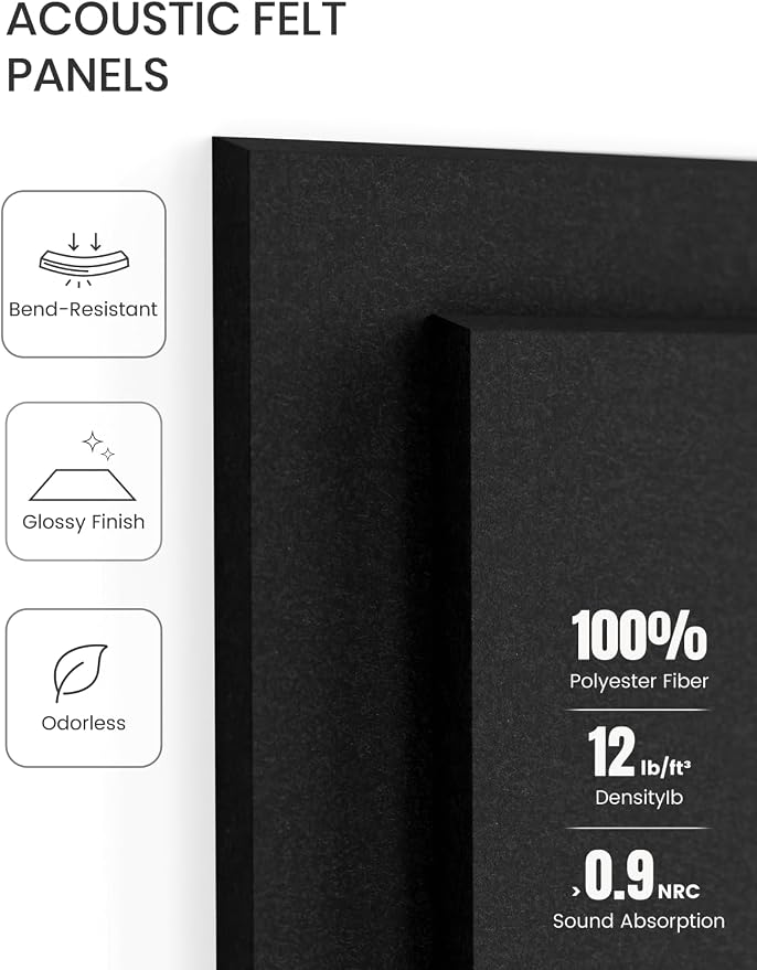 Fluxynara Felt Bulletin Board & Cork Board Alternative, Black | 48" x 36" Pin board, Removable Adhesive Tabs, Easy Install Without Wall Damage, For Home Office Decor