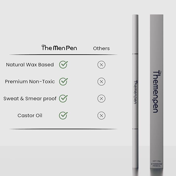The Men Pen - Waterproof Eyebrow Pen | Beard Filler for Men | Microblading Eyebrow Pen | Hair Filler | Anti-Smudge | Mustache, Beard & Eyebrow Filler | Black (Pack of 2)