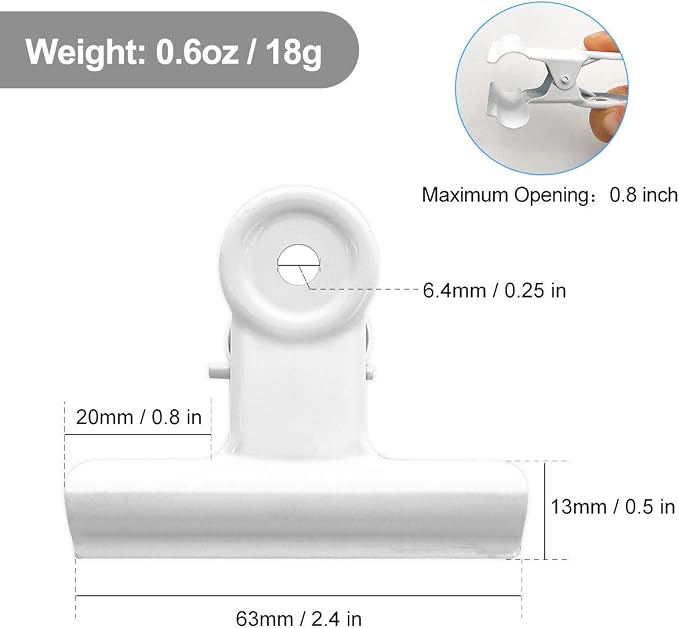 Coideal Large White Bull Clips - 12 Pack Metal Hinge Paper Clips File Clamps for Crafts, Food Bags, Drawings, Photos at Home Kitchen & Office (2 1/2 Inch)