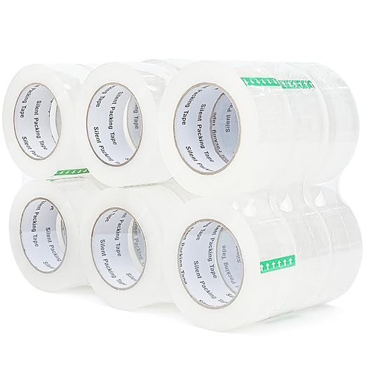 COSIMIXO 18-Pack No Noise Silent Packing Tape 2.4mil x 1.88" x110Yards,Industrial Heavy Duty Noiseless Packaging Tape for Quiet Packing Shipping Moving and Storage