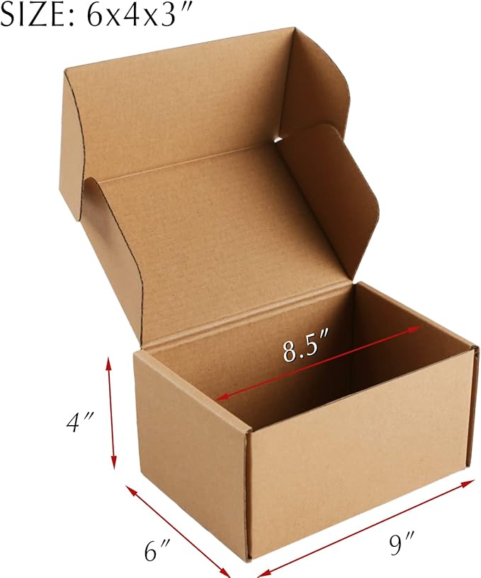 6x4x3 Brown Corrugated Cardboard Boxes - 30 Pack Small Shipping Mailer Boxes