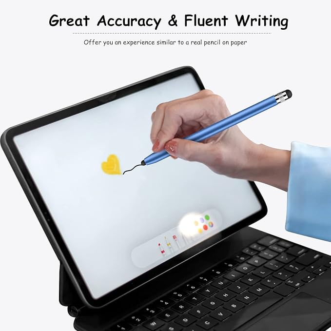 DIGIROOT 4 PCS Universal Stylus, 2-in-1 Stylus Pen for Touchscreen | Metal Barrel, High Sensitivity & Precision, Stylist Pens for All Touch Screens-iPad/iPhone/Samsung/Switch/Android