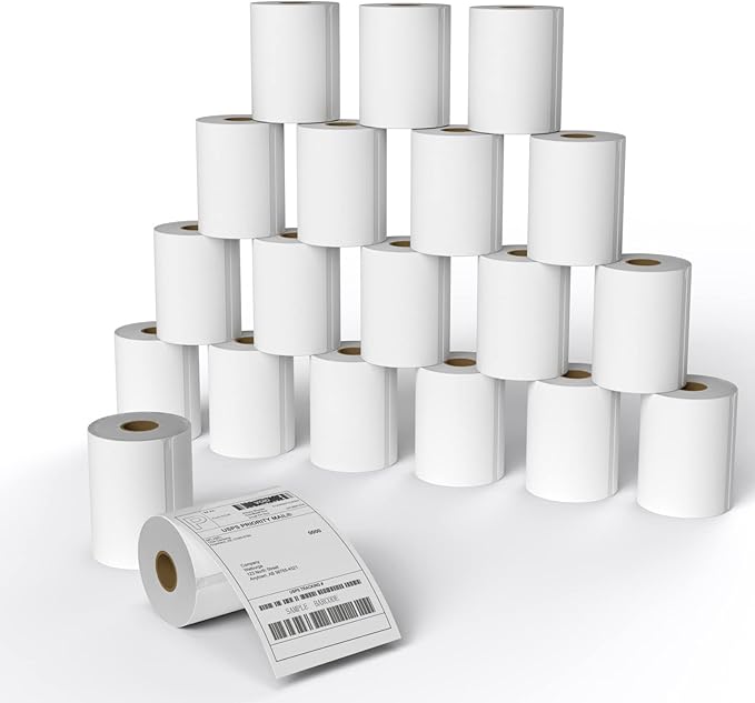 MFLABEL 4x6 Direct Thermal Shipping Labels - 20 Rolls, 220 Labels/Roll, Perforated Postage Paper with Alignment Hole, Compatible with 4XL LabelWriter 1744907 & 1755120, Rollo for USPS, UPS
