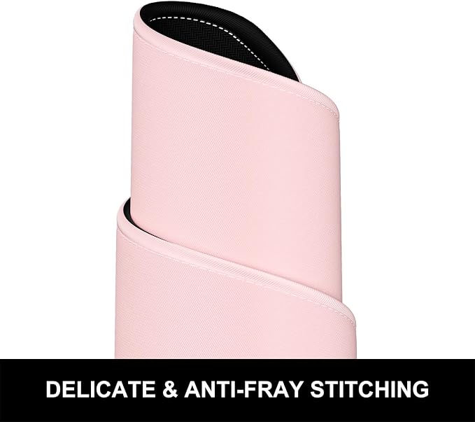 Hsurbtra Desk Pad, 32" x 16" Premium-Textured Desk Mat, Stitched Edge Anti-Slip Waterproof Rubber Mouse Pad, L Extended Computer Mat for Office Gaming Laptop Keyboard Pink