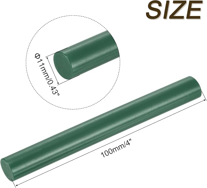 uxcell 30pcs Mini Hot Glue Gun Sticks 4-inch x 0.43-inch High Sticky Large Hot Glue Sticks for Glue Gun, Dark Green