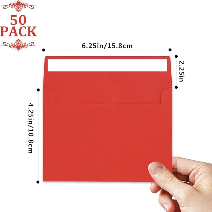 50pcs packed Red Envelopes,A4Envelopes, printable invitation envelopes,4x6 envelopes, suitable for weddings, invitations, photos, postcards, greeting cards, mailings
