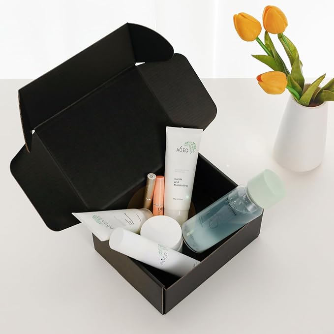 Small Shipping Boxes 8x6x3 Inches – Black Corrugated Cardboard Boxes (20-Pack) for Mailing, Packing, Small Business & Gift Packaging - Recyclable & Sturdy