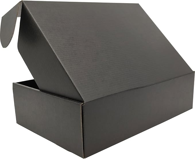 12x9x4 Shipping Boxes Black Mailer Corrugated Cardboard Box Set of 20 | for Packaging, Literature, Packing, Mailing, Storage, Small Business, Moving, Gift, Supplies, Quick Fold, Tab Locking