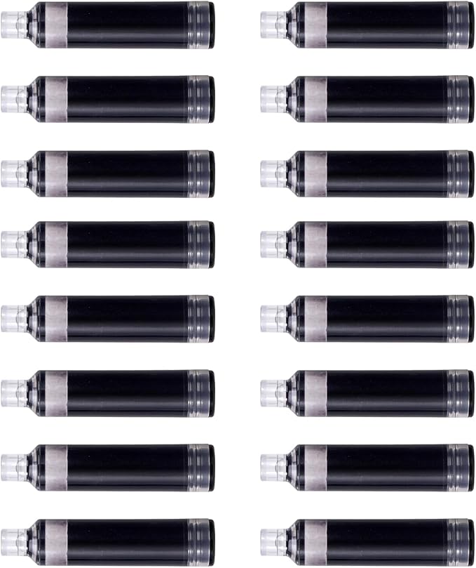 WRITECH W-1784 Cartridge Black Ink: 16ct for Clictek Fountain Pen | Refillable Design Ink Cartridges Only for WRITECH Clictek Fountain Pens, Blue or Black Available, No leaking Smooth Writing