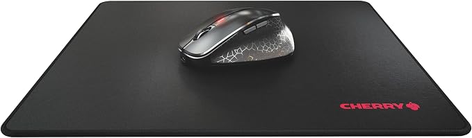 Cherry MP 1000, Premium Mouse Pad in XL (13.78" x 11.81" x 0.20"), Smooth Fabric Surface for Precision, Sewn Edges, Non-Slip Bottom, Rollable, Comfortable, Black