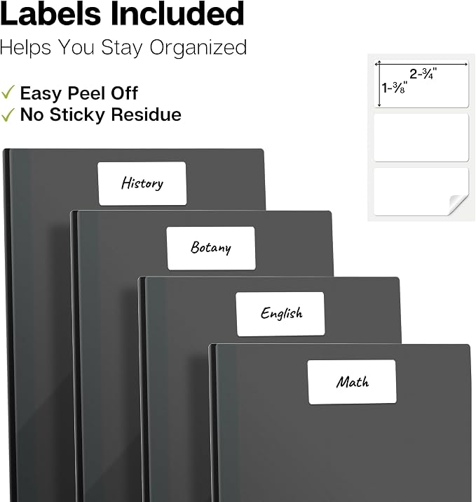 Dunwell Plastic 2-Pocket Folders with 3 Prongs, Black, 12 Pack, Poly | Durable Acid-Free Poly with Fasteners, Long-Term School & Office Use, Includes Labels
