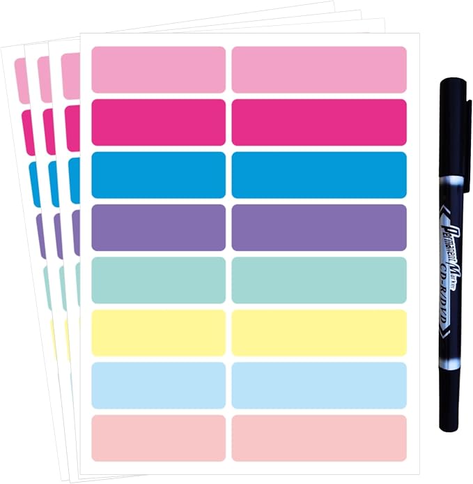 Waterproof Labels Removable Name Tags with Pen Adhesive Name Stickers | 320Pcs Nametags for Water Bottles,Baby Daycare,Kids School Supplies,Home Office Organization