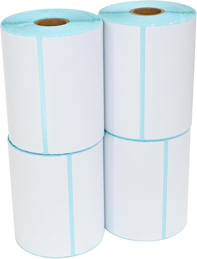 L LIKED 4"x6" Direct Thermal Labels, 1000 PCS White Perforated & Strong Adhesive Shipping Labels, 250 Labels per Roll, for Address Barcode Mailing (4 Rolls) (Pack of 2)
