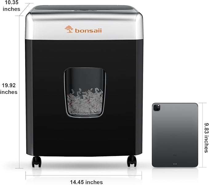 Bonsaii Paper Shredder for Office, 120-Sheet Autofeed Heavy Duty Shredder for Home Office Use, 30 Minutes/Micro Cut/P-4 High Security Level/6 Gallon Large Bin
