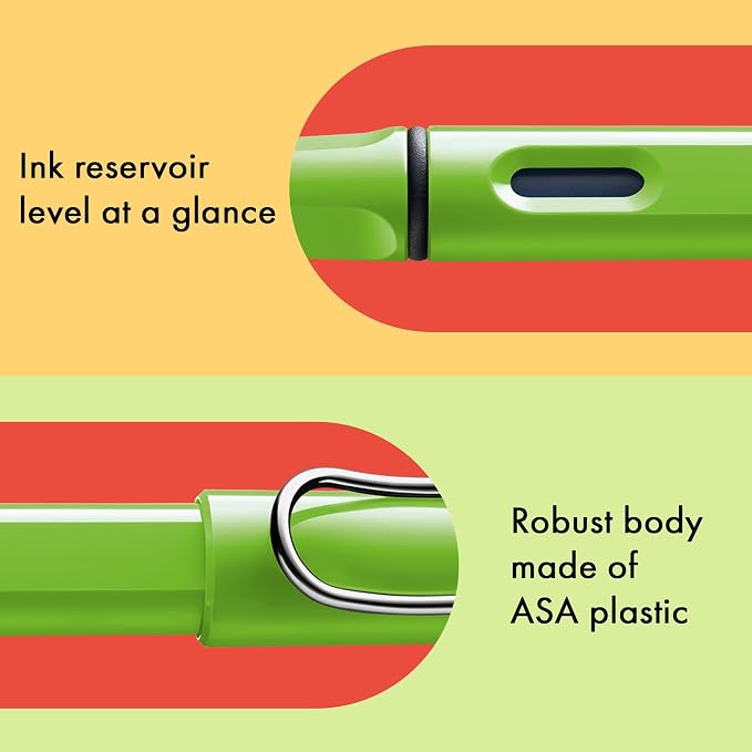 LAMY safari green - Fountain Pen with ergonomic grip & polished steel nib in size F - ideal for any Writing & Calligraphy - including LAMY T 10 blue cartridge - Right-Handed