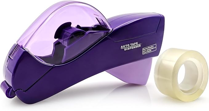 Automatic Tape Dispenser for Wrapping Gifts, Handheld Packaging Tape Dispenser Gun with Cutter, Dispensers for Adhesive Tapes-Purple