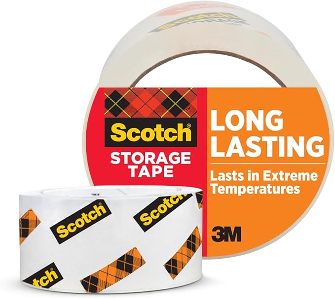 Scotch Long Lasting Storage Packing Tape, Clear, Storage Tape Withstands Extreme Temperatures, 1.88 in x 54.6 yd, 1 Refill Tape Roll