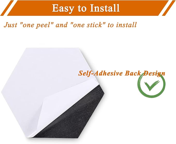 8Pcs Hexagon Felt Cork Board Tiles, Self Adhesive DIY Bulletin Board Pin Board for Office School Home Wall Decor Stickers Memos Photos Display (Gradual Orange)