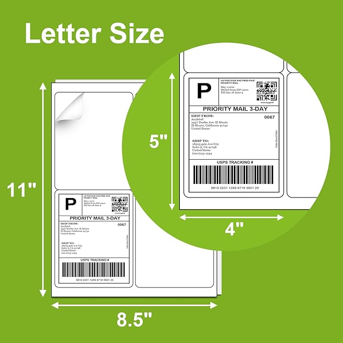 4" x 5 4 Per Page Shipping Labels, 400 Labels (100 Sheets), Inkjet & Laser Printer Compatible
