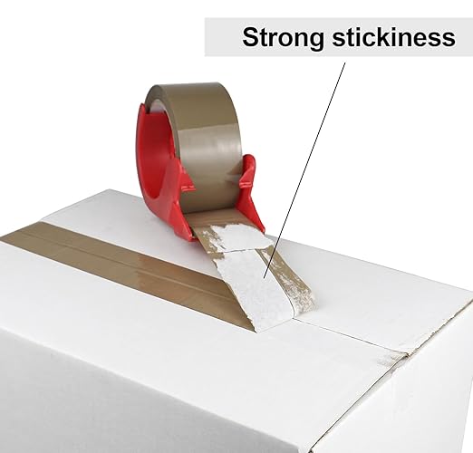 BOMEI PACK Brown Packing Tape with Dispenser, 2.6 Mil 1.88 Inch x 60 Yards, 6 Refills Rolls Moving Tape for Box Packaging, Shipping and Storage