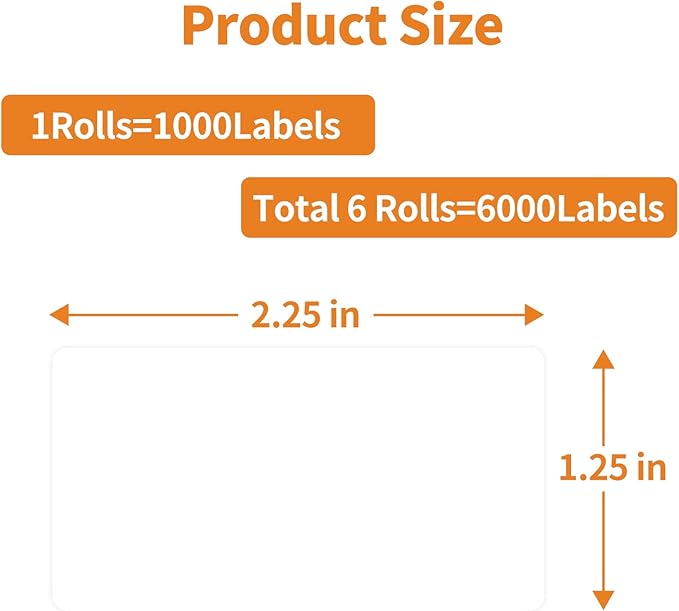 MFLABEL 2-1/4 x 1-1/4 Inch Direct Thermal Perforated Shipping Label, 2.25x1.25 inch Direct Thermal Labels for Barcodes Address，Perforated Shipping Labels (6 Rolls, 1000/Roll)