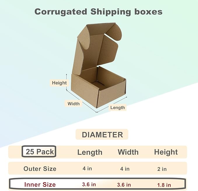 MEBRUDY 4x4x2 Inches Shipping Boxes Pack of 25, Small Corrugated Cardboard Box for Mailing Packing Literature Mailer