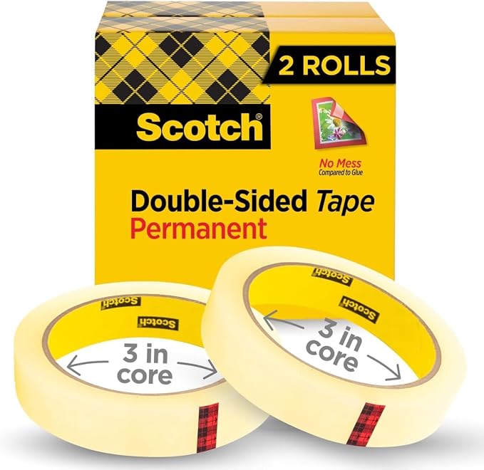 Scotch Double Sided Tape, 3/4 in x 1296 in, 2 Rolls (665-2P34-36) (Pack of 12)