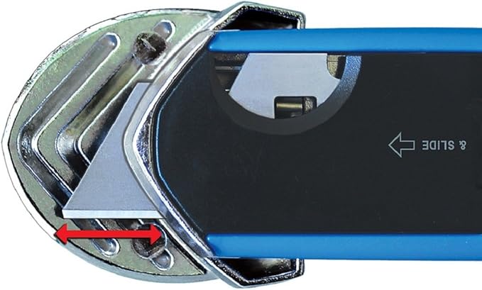 Pacific Handy Cutter S7 Safety Cutter, 3-in-1 Self-Retractable Utility Knife with Fold-Out Film Cutter, Bladeless Tape Splitter, Guard for Safety & Damage Prevention , Blue