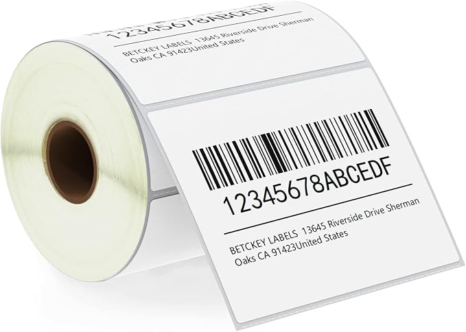 BETCKEY - 4" x 3" (102 mm x 76 mm) Thermal Labels, [1 Roll/500 Labels] | Perforated, Strong Adhesive, Compatible with Zebra & Rollo Label Printer