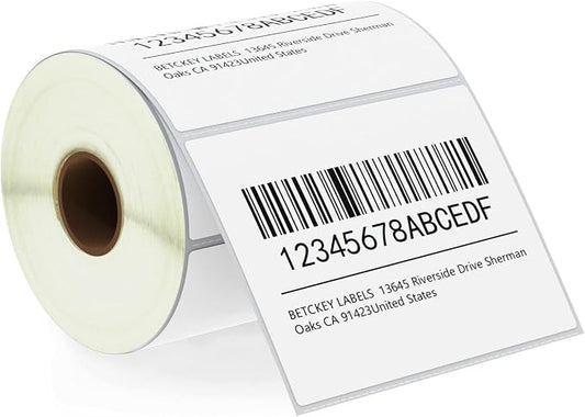 BETCKEY - 4" x 3" (102 mm x 76 mm) Thermal Labels, [1 Roll/500 Labels] | Perforated, Strong Adhesive, Compatible with Zebra & Rollo Label Printer