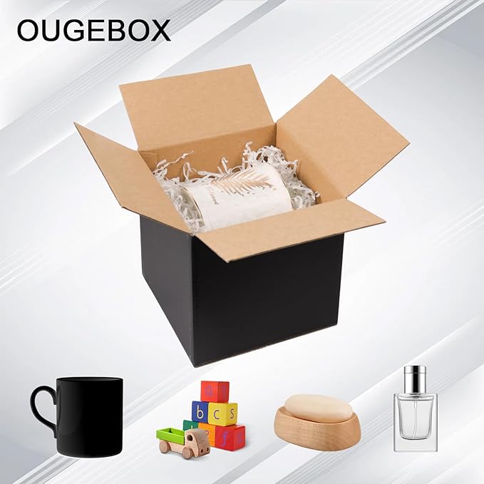 6x6x6 Shipping Boxes for Packaging Small Business, 30 Pack Black Corrugated Cardboard Boxes for Shipping Packing