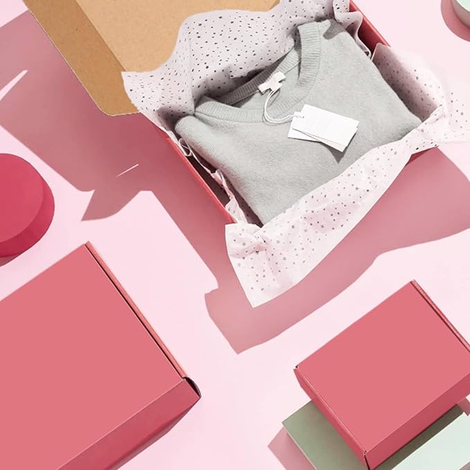 Pink Cardboard Corrugated Boxes - 7x5x2, 30 Pack Small Shipping Boxes for Mailing & Packaging