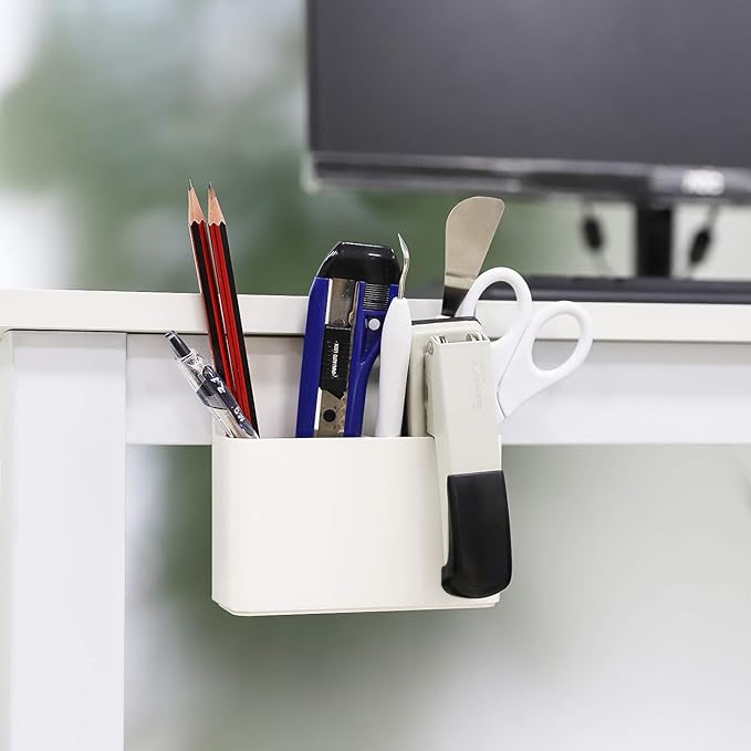 MoKo Magnetic Pen Holder, 2-Pack, Whiteboard Organizer, White | Magnetic dry erase marker holder has two adjustable compartments and an ABS body for whiteboards and refrigerators.