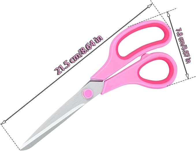 Scissors for Office Home School Craft Sewing Fabric Supplies(Pink), 8 Inch | Cute Pink, All Purpose, Stainless Steel