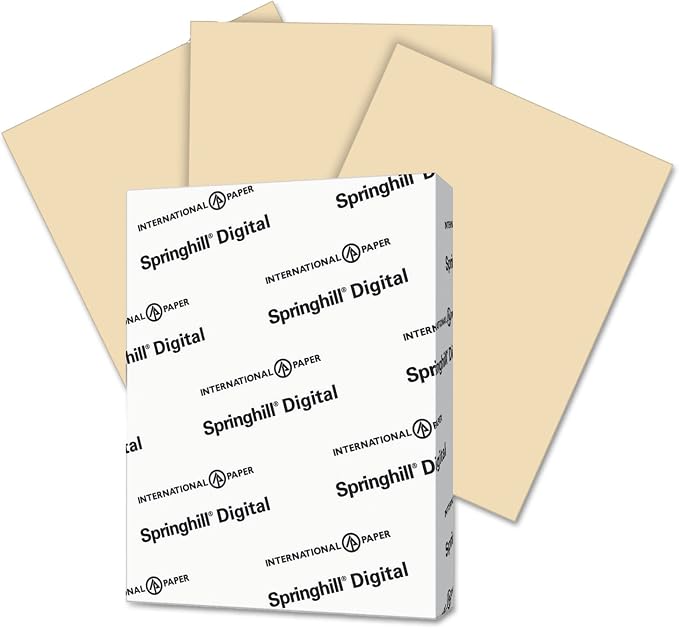 Springhill 8.5” x 11” Tan Colored Cardstock Paper, 67lb Vellum Bristol, 147gsm, 250 Sheets (1 Ream) – Premium Lightweight Cardstock, Vellum Printer Paper with Textured Finish – 096000R