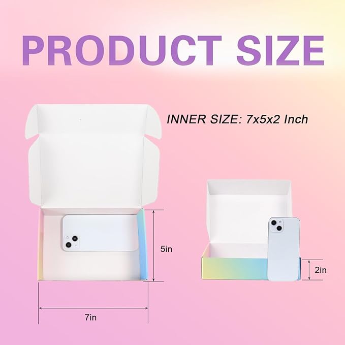 Shipping Boxes Small 7x5x2", Colorful Corrugated Cardboard Boxes 15 Pack, Mailer Boxes for Small Business Mailing Packaging