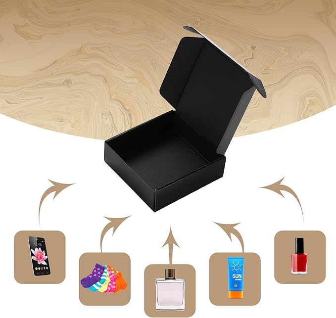 ZBEIVAN 6x6x2 Black Small Shipping Boxes, 30 Packs Corrugated Cardboard Mailer Boxes for Packaging Small Business Mailing Gifts Wrap Boxes with Lids