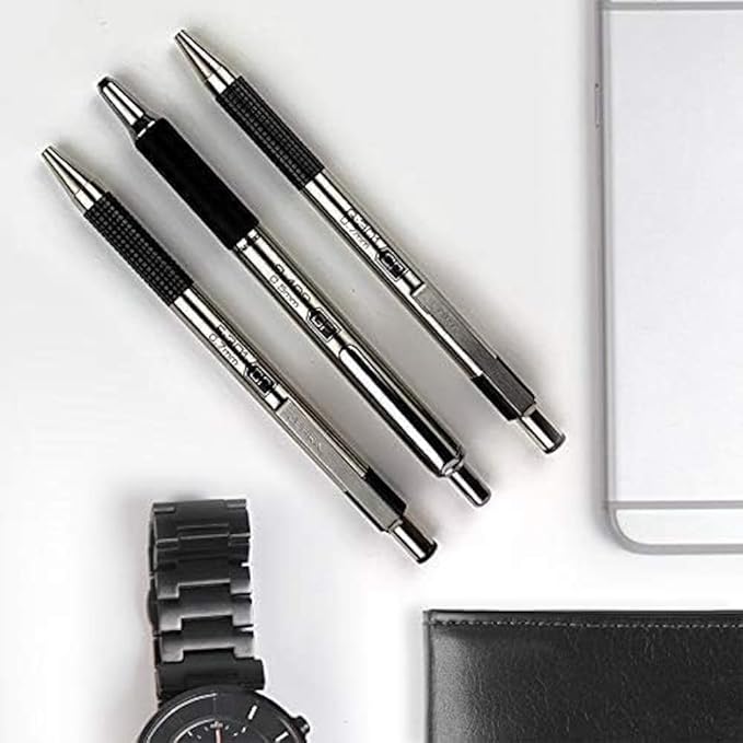 Zebra Pen G-301 Retractable Gel Pen, 0.7mm Medium Point, Stainless Steel Barrel, Textured Grip, Easy Glide Ink Provides a Smooth and Skipless Writing Experience, Black Ink, 2-Pack (41312)