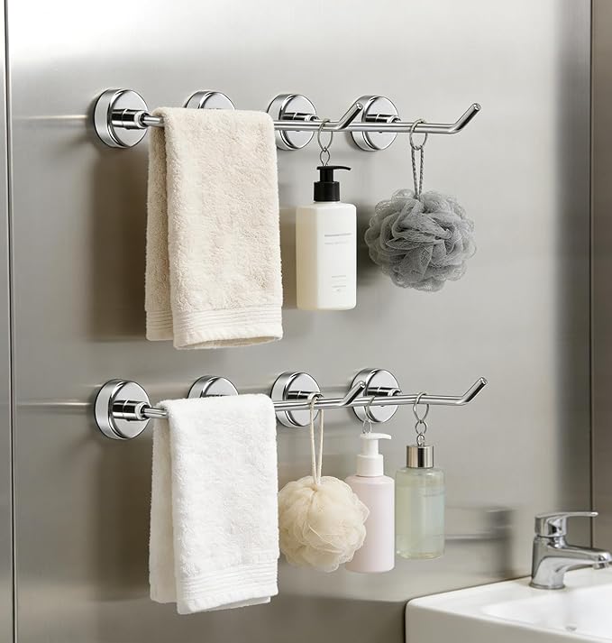 Strong Magnetic Hooks, 10 Pcs, 2.2 Inch Long, Silver, SS Magnet Hooks for Hanging Strong, Buttom - 0.63 Inch, Refrigerator, Kitchen, Whiteboard, Towel, Grill, Fridge, Garage