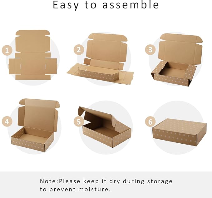 BIOBROWN 9x6x2" Small Shipping Boxes 25 Pack, Kraft Dots Corrugated Cardboard Mailer Boxes Bulk for Packaging Small Business Mailing Gift