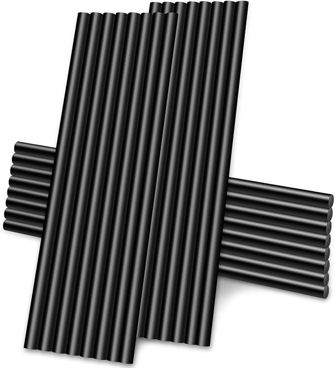 Manarty Black Hot Glue Sticks, 24PCS Mini Size 0.27" Dia x 8" Long Hot Melt Glue Stick Colored, All Temperature Adhesive EVA Glue Sticks for Repairing Sealing Stamp DIY Art Craft Decoration