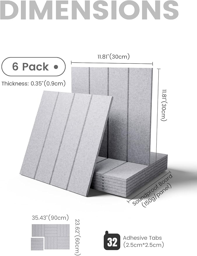 Fluxynara Felt Bulletin Board & Cork Board Alternative, Soft Gray | 36" x 24" Pin board, Removable Adhesive Tabs, Easy Install Without Wall Damage, For Home Office Decor