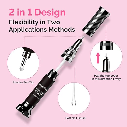 MelodySusie Nail Rhinestone Glue Set, 3D Gel Nail Art Design Strong Adhesive Nail Gem Glue for Nail Charms Gems Jewelry Decoration DIY Manicured at Home Cured Need Beauty Gifts for Women