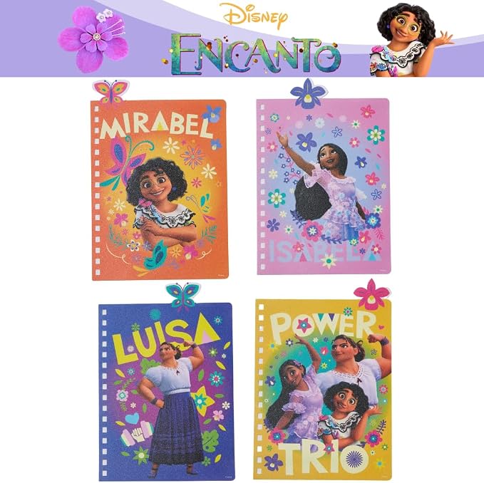 Disney Encanto Tab Journal Notebook, Spiral Bound, 96 Lined Pages, 8 x 7 inches, Purple