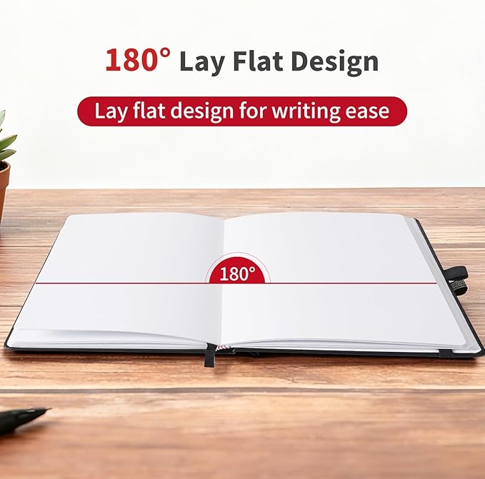 Hardcover Notebooks, A5 Blank Notebook for Writing 160 Pages, 8.2 x 5.5 inch, Classic Blank Notebooks for College/Work/Travel(Black 3 Pack)