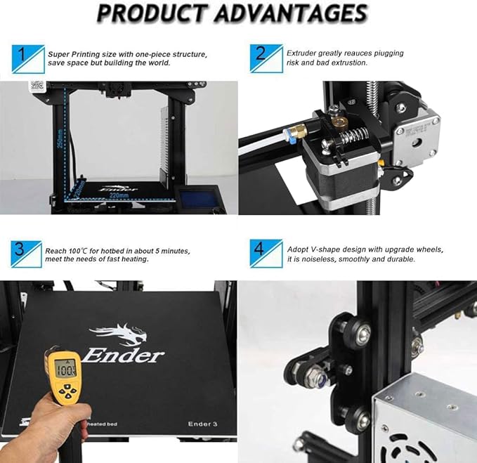 Official Creality Ender 3 3D Printer Fully Open Source with Resume Printing Function DIY Printers Build Volulme 8.66x8.66x9.84 inch