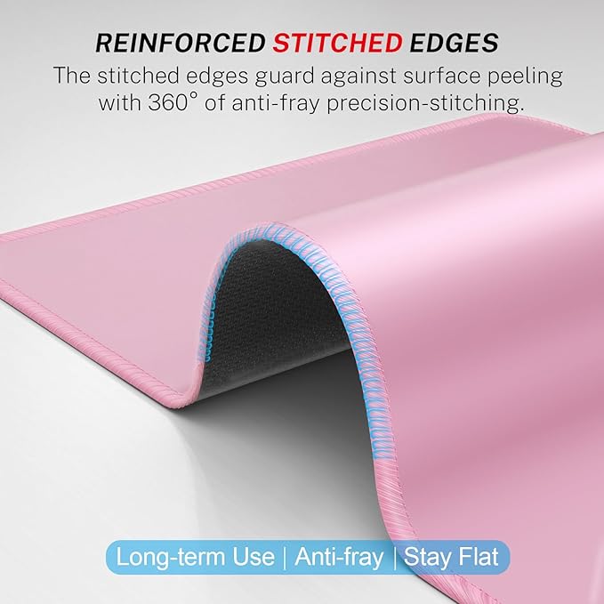 MROCO Mouse Pad [30% Larger] with Anti-Fray Stitched Edges, Premium-Textured Waterproof Surface, Non-Slip Rubber Base, Computer & Gaming Mouse Mat for Laptop, Office & Home, 8.5 x 11 in, Pale Pink