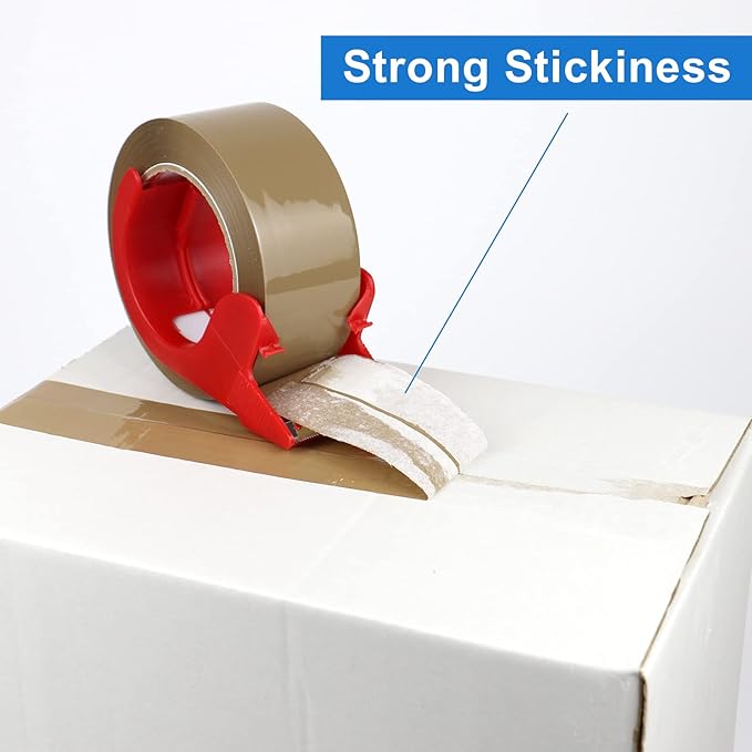 BOMEI PACK Brown Packing Tape No Noise, 2 Pack Quiet Packaging Tape Refill with Dispenser, 1.88 inch x 110 Yards, Heavy Duty Shipping Tape for Sealing Packing, Moving, Office&Storage